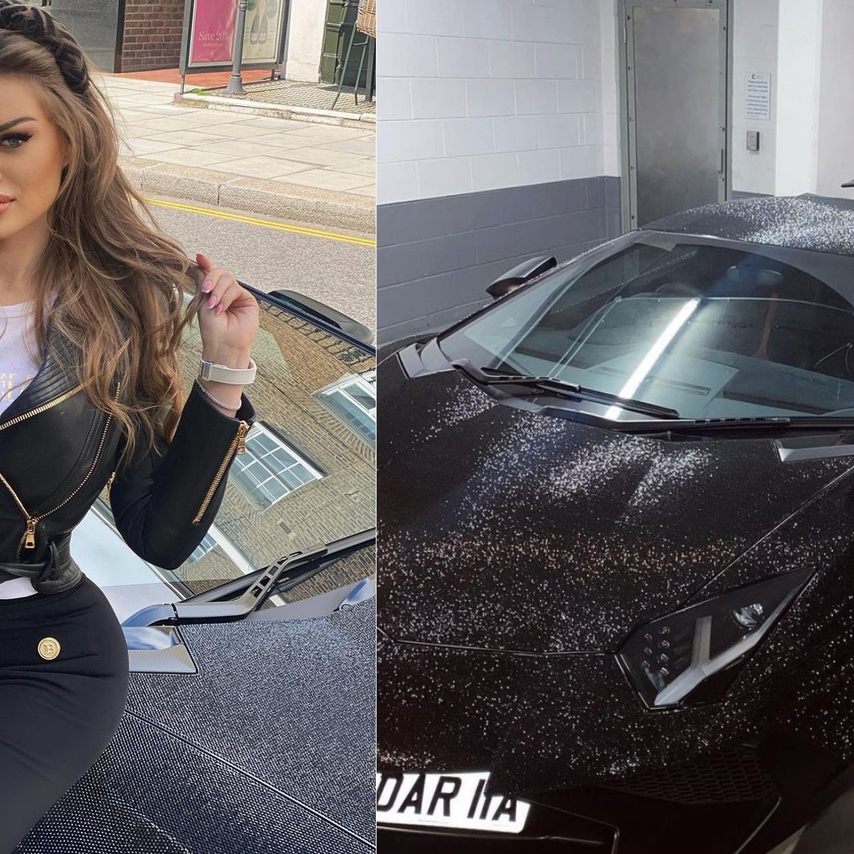 Молдавская модель Дарья Родионова показала свой Lamborghini Aventador,  покрытый 2 миллионами кристаллов Swarovski