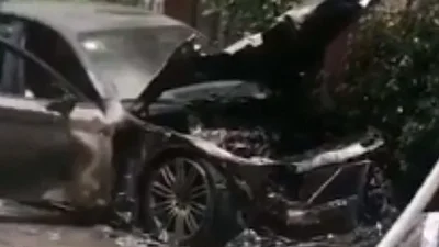 Только что освященная BMW 5 серии вспыхнула адским пламенем