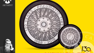 Французи випустили колекційну монету у формі колеса зі справжньою гумовою шиною