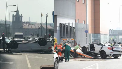 Жінка на кросовері випала з п'ятого поверху паркінгу (фото)