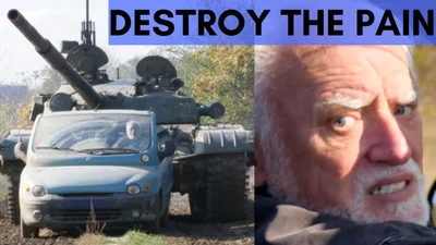 Зовнішність потворного Fiat Multipla вирішили виправити, наїхавши на нього танком