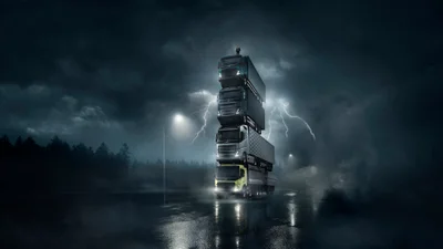 Volvo Trucks збудувала башту з чотирьох вантажівок і поставила на вершину свого боса