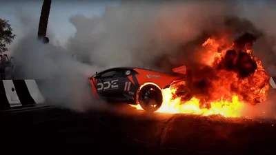Відео: дріфт на Lamborghini закінчився пожежею