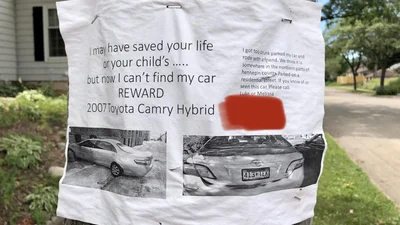Владелец Toyota забыл, где запарковал свое авто, и теперь разыскивает его по объявлениям