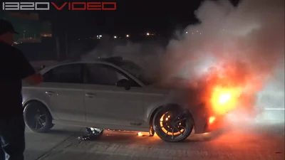 В Audi RS3 отказали тормоза и загорелся мотор на скорости более 240 км/ч: видео