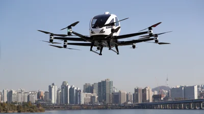 Китайцы протестовали летающее такси в небе над столицей Южной Кореи