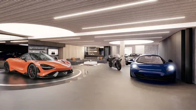 В Голливуде продают "Супер гараж" McLaren с суперкаром 765LT и пентхаусом в комплекте